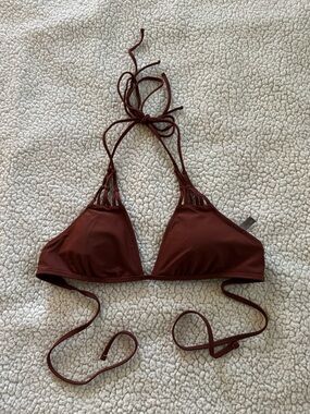 aerie Brown Triangle Halter Bikini Top